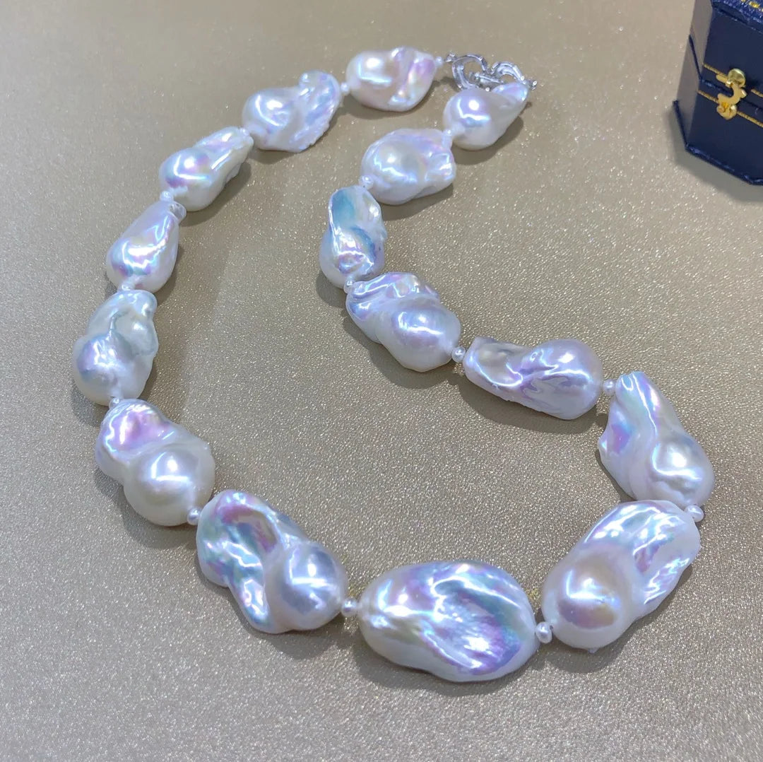 3A Natural Freshwater Baroque Pearl Necklace Classical Style Fine Jewelry with Loose Pearls for Party