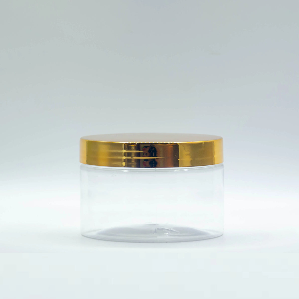 Round Empty Clear Wide Mouth Container Plastic Jar With Gold Lid for Loose 250ml 300ml Screen Printing