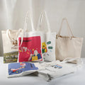 Can Add Your Own Logo Printed Letter Pattern Natural Semi White Cotton Canvas Custom Tote Bag Reusable Eco Shopping Bag