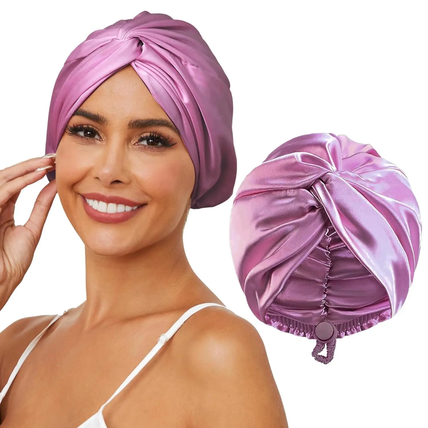 Bonnet Satin Hijab Custom Bonnet with Drawstring Professional Factory Women Satin Night Sleep Cap Custom Logo Hair Bonnet Hat