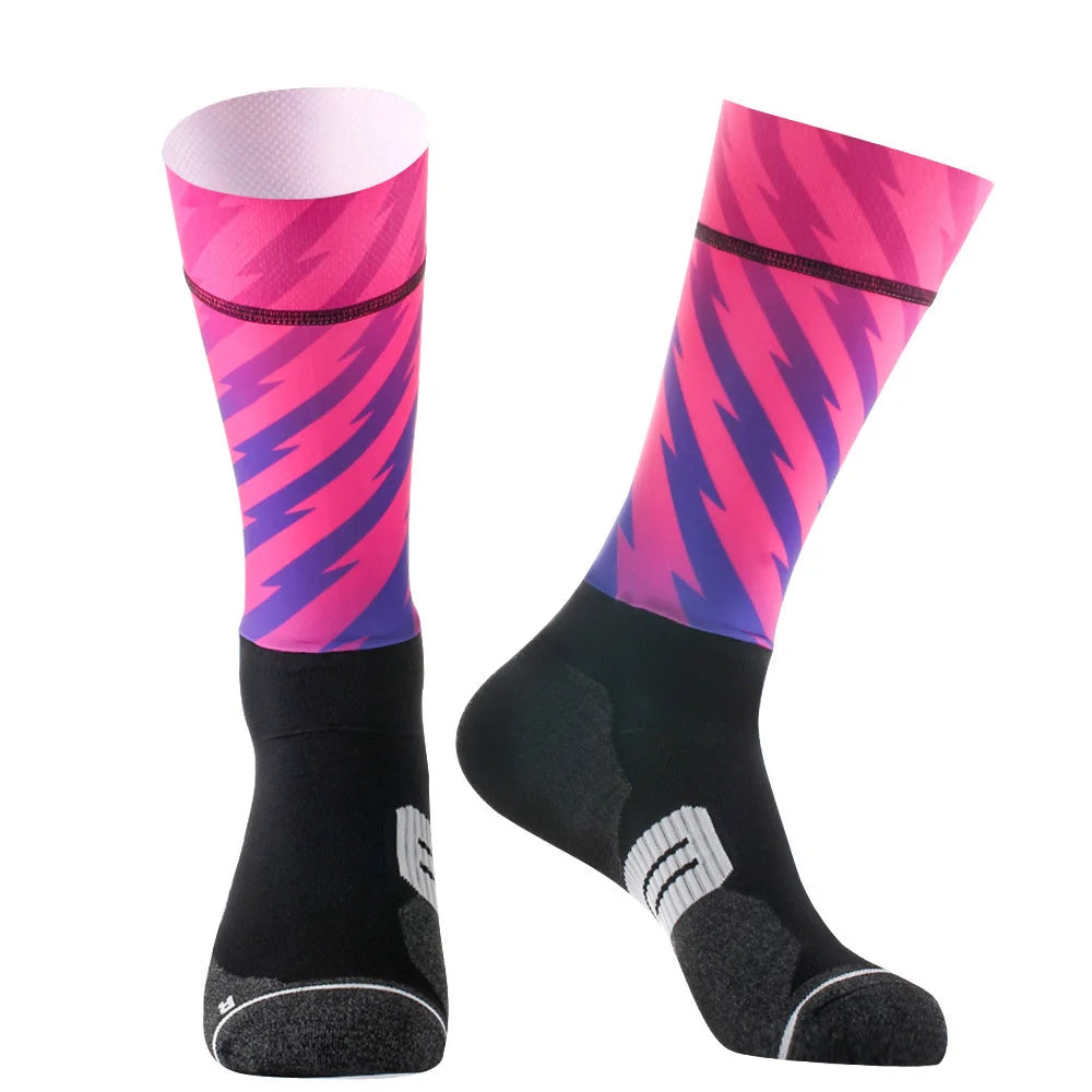 New Bike Team Aero Socks Seamless Anti Slip Cycling Socks Road Bicycle Racing Bike Compression Sport Socks