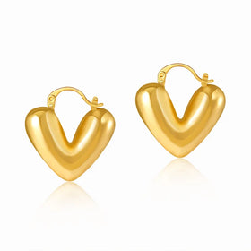 18k Gold Brass Smooth Heart Earrings for Women Vintage Jewelry Girl Gift Fashion Jewelry Wholesale