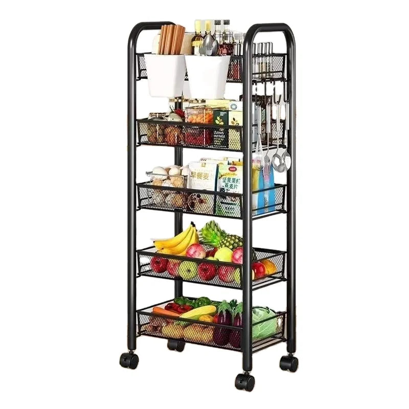Wholesale Metal 4 Tier Utility Storage Trolley with Food Spice Storage for Office Kitchen Bedroom Bathroom