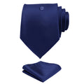 8CM Men's Solid Color Dark Blue Black Neck Tie Set Waterproof Jacquard Necktie With Pocket Square Daily Wear Cravat Hanky