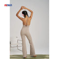Wholesale Ladies Sportswear Fitness Workout Backless Halter Jumpsuits Active Latest Styles Custom One Piece Yoga Flare Jumpsuit