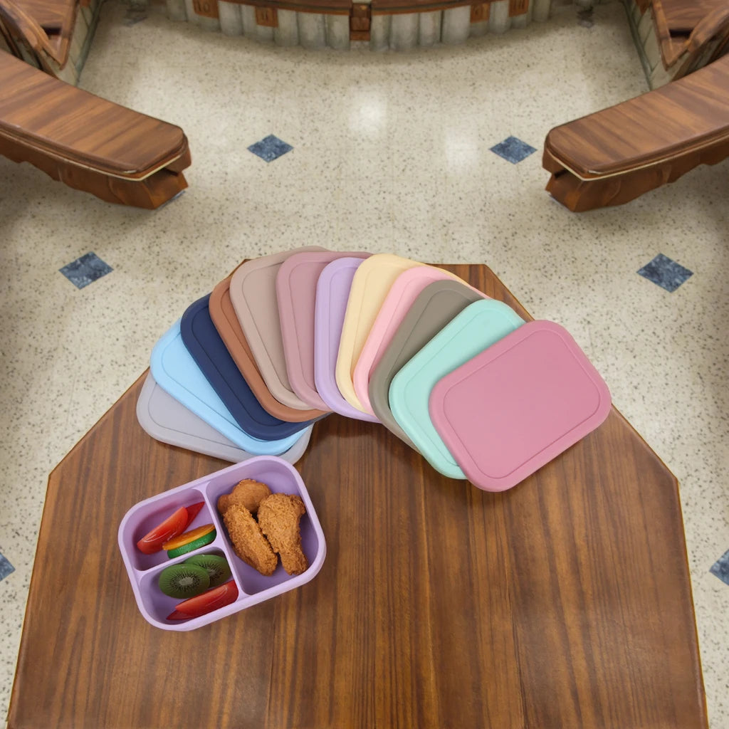 2025 Cute Kids Lunch Box Bento Silicone Food Storage Container with Convenient Silicone Lid for Take Away