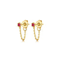 LOZRUNVE 925 Sterling Silver Statement Ruby Diamond CZ Chain Stud Earring Jewellery