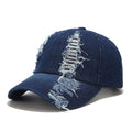 Distressed Denim Baseball Cap Ripped Baseball-hat for Men Women Adjustable Head Wear