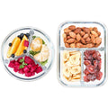 Hot Sale 3 Compartment Round Glass Lunch Box Microwave Oven Safe Food Storage with Vent Lid for Kitchen Use