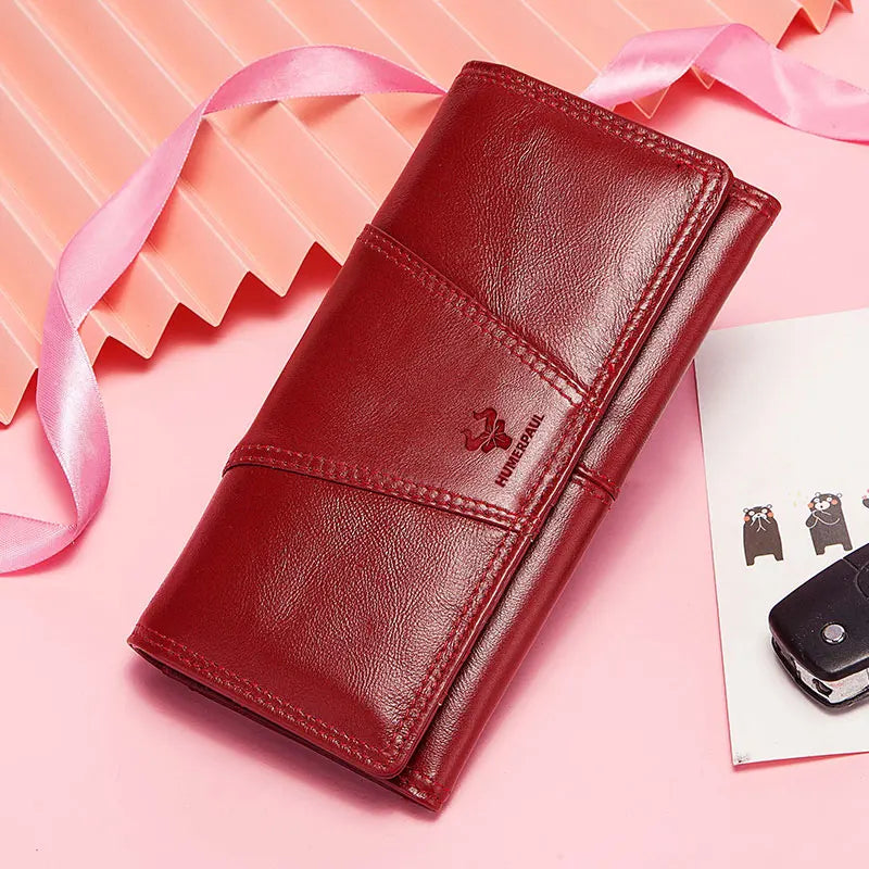 HUMERPAUL Wallet for Women Genuine Leather Fashion Clutch Cell Phone Multifunction RFID Blocking Handbag for Cards and Coins
