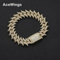 BB032  18mm  Brass Bracelet  Iced Out Cubic Zircon Bling Bling  Hip Hop  Jewelry