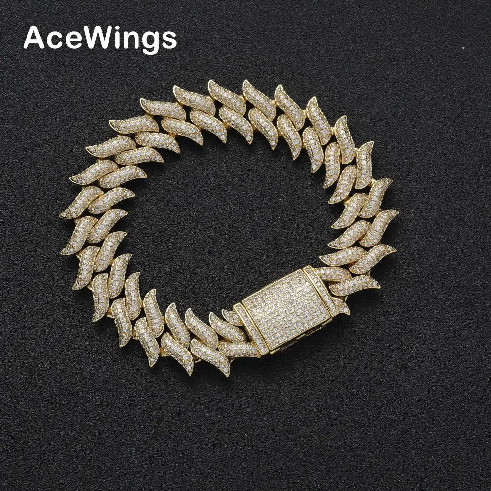 BB032  18mm  Brass Bracelet  Iced Out Cubic Zircon Bling Bling  Hip Hop  Jewelry