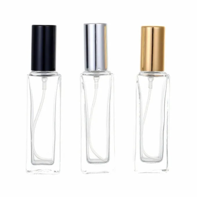 Essential Oil Toner clear Glass Bottle with Gold Sliver Black Cap 5ml 10ml Fine Mist Spray square Glass Perfume Bottle