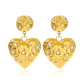 New Arrival Stainless Steel Zircon Heart Star Drop Earring Bling Bling 18K Gold Plated Crystal Heart Earring