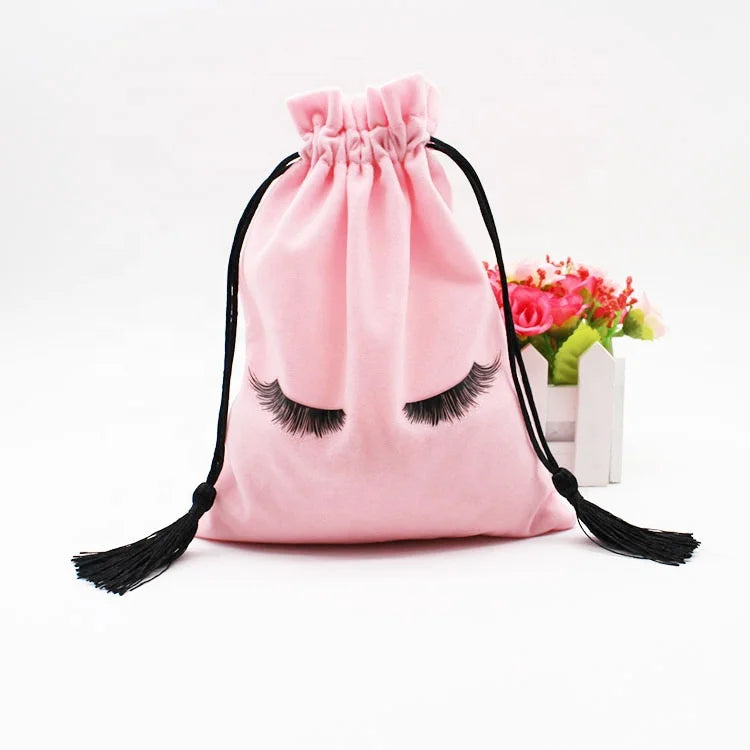 Custom Logo Travel Velvet & Suede Fabric Jewelry Bag Lash Drawstring Pouch for Watches Necklaces & Gemstones Small Packaging