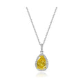 925 Sterling Silver Victorian Vintage Style Delicate Bridal Yellow Diamond Cubic Zirconia Colors CZ Teardrop Pendant Necklace
