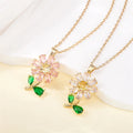 Wholesale No Fade Stainless Steel Luxury Design Women Gold Shining Micro Inlaid Zircon Crystal Flower Necklace