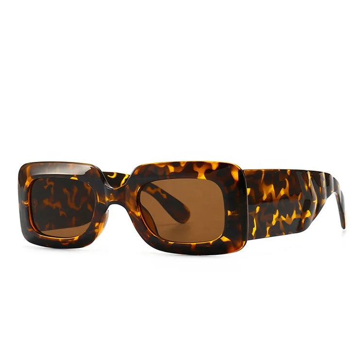 Customized logo Oversized UV400 Black Leopard Colourful Shades Sunglasses Hip Hop Style square Sunglasses Black