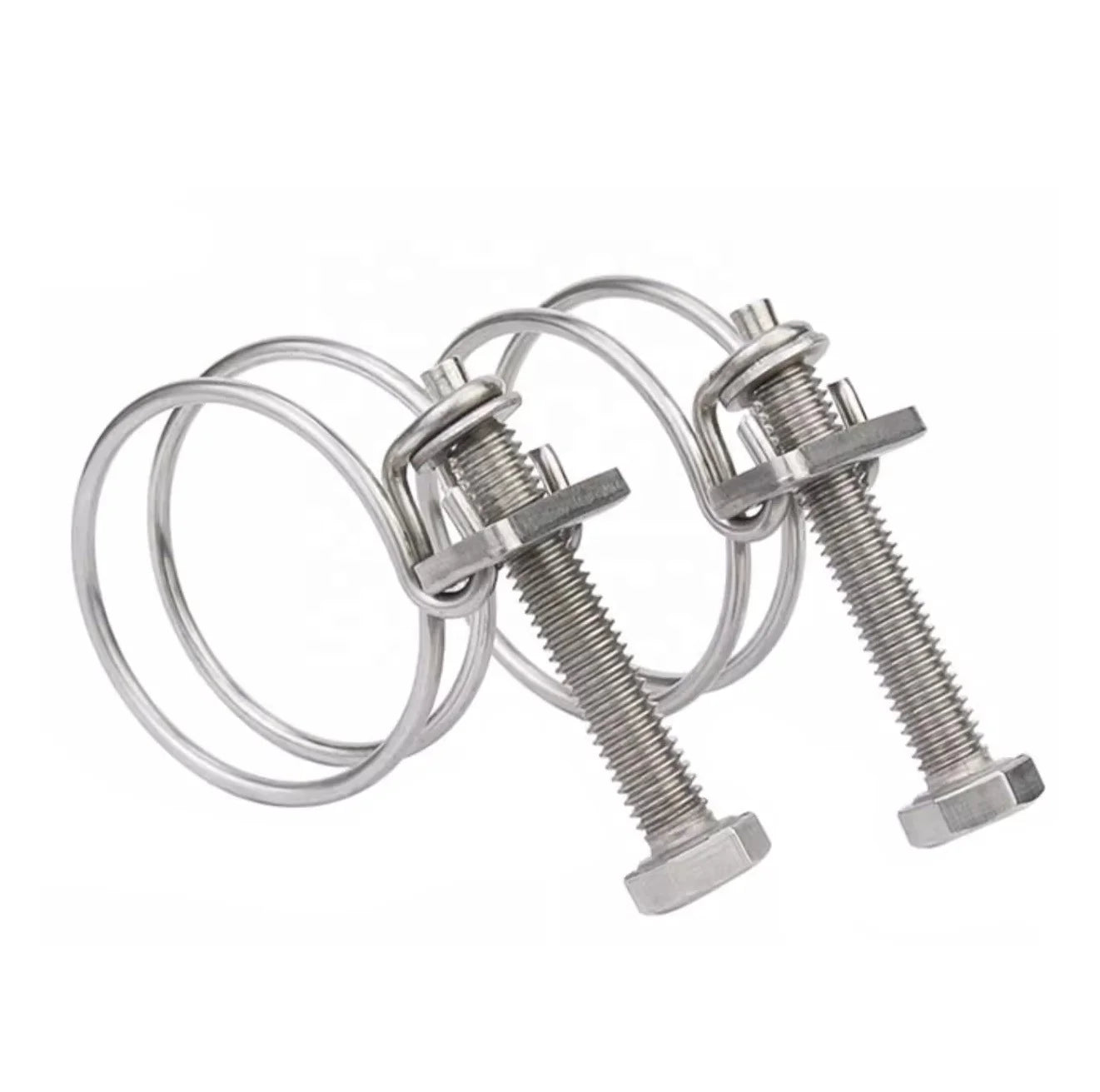 Heavy Duty Stainless Steel Adjustable Double Loop Wire Hose Clamp Inch/Metric Polished Surface