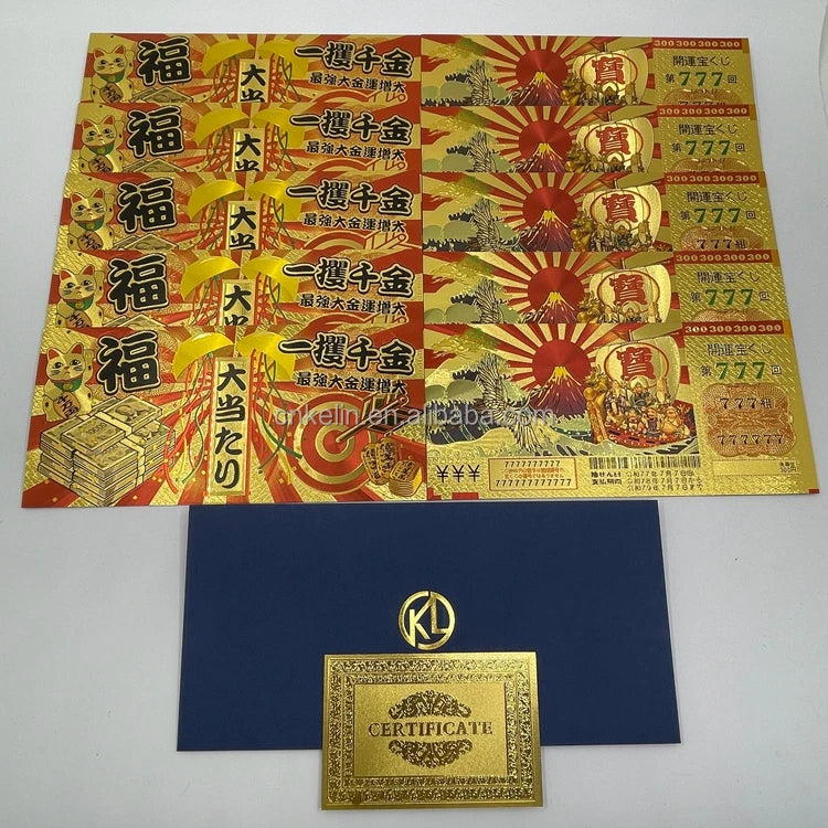 Free Shipping Japan Money Card Lucky Pet 24k Gold Foil Plated Banknote