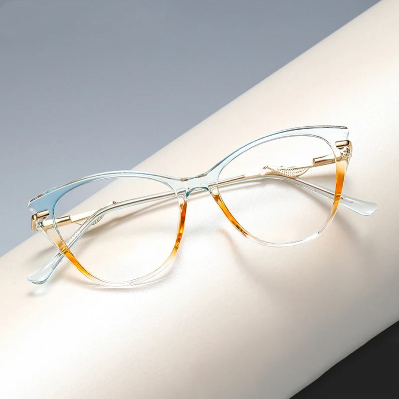 Unisex Simple Design Cat Eye Frame Eyeglasses White PC Material for All Faces Optometry and Myopia Fashionable Frame Glasses