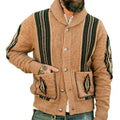 Vintage Aztec Pattern Jacquard Button up Shawl Collar Knitted Men Knitwear Cardigan Sweater With Pockets