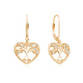 925 Sterling Silver Heart-Shaped Tree Drop Earrings with 18k Gold Plating Trendy Leaf Design Featuring Zircon Stone for Parties