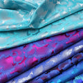 Chinese Traditional Manufacture High Quality Brocade Fabric Jacquard Leaves Shiny Blue for Men Women Kimono Clothing Jacket