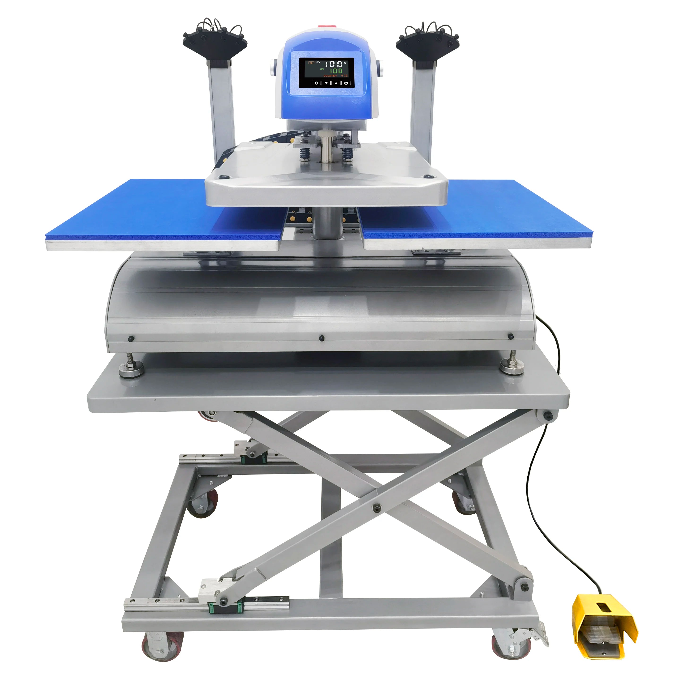 Hot Sell Electric Automatic No Need air Compressor Double Stations Sublimation T-shirt Heat Press Machine with Laser Locator