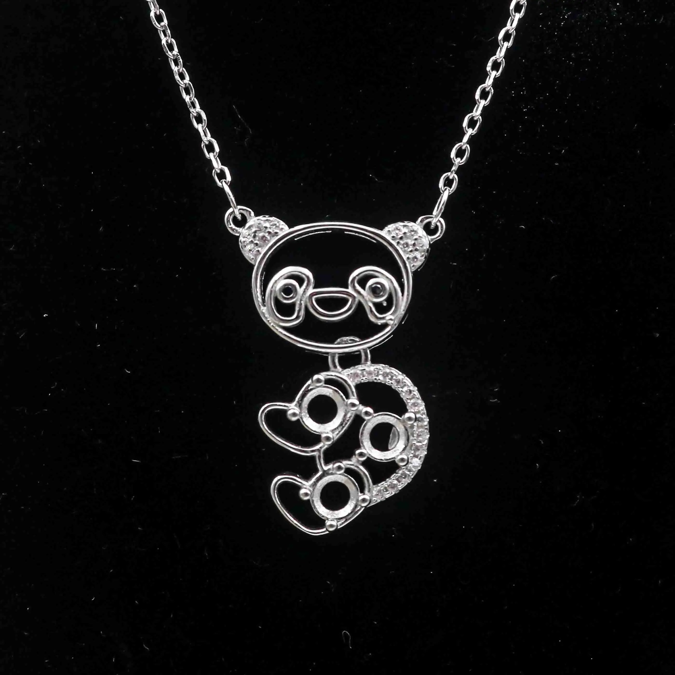 Sterling Silver 4*4mm Semi Mount Necklace Empty Support Blank Claw Setting S925 Base Holder Without Center Stone for DIY Inlay