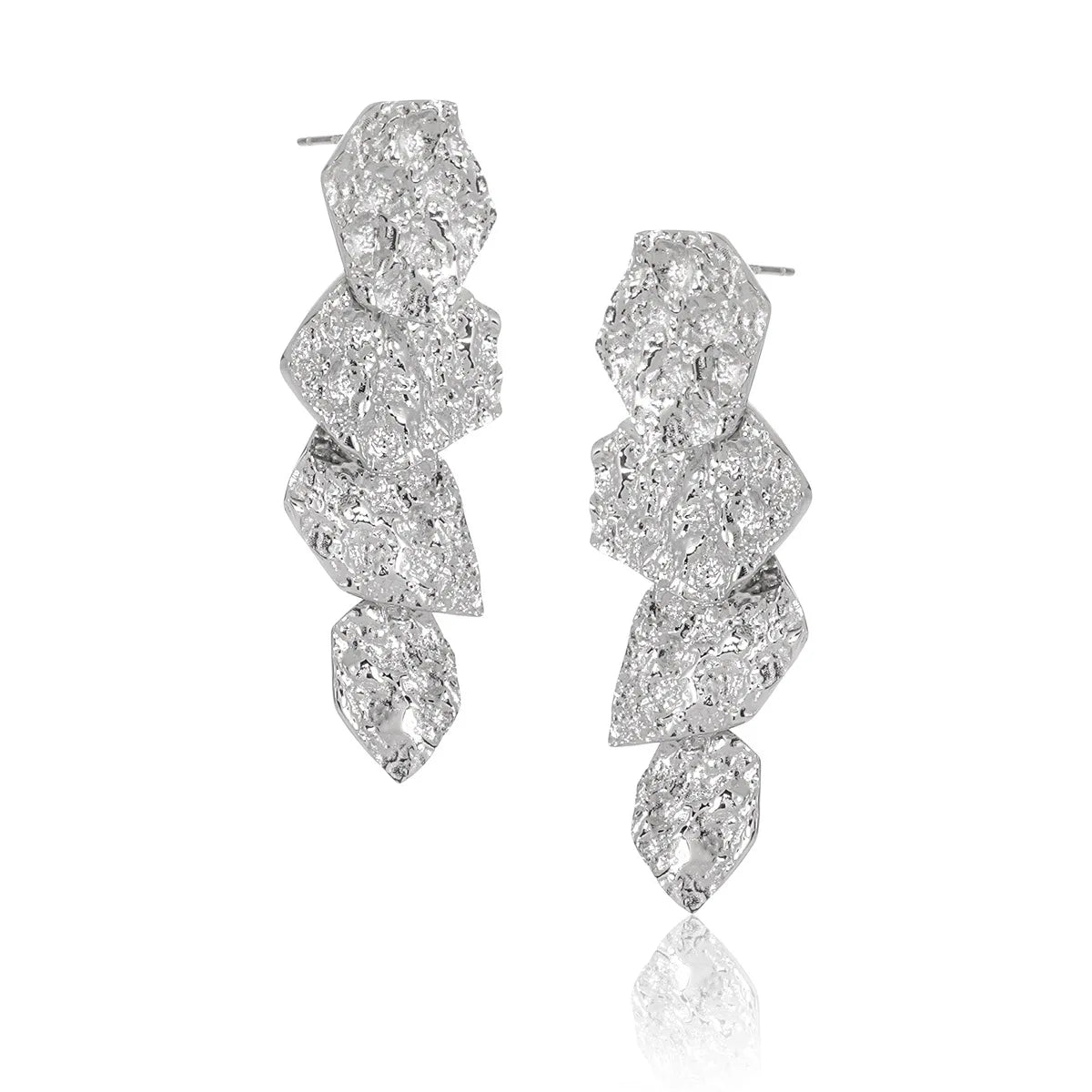 DEYIN Wholesale  Fashion Jewelry 925 Sterling Silver Women Trendy Earrings Long Irregular Silver 925 Geometry Drop Earrings