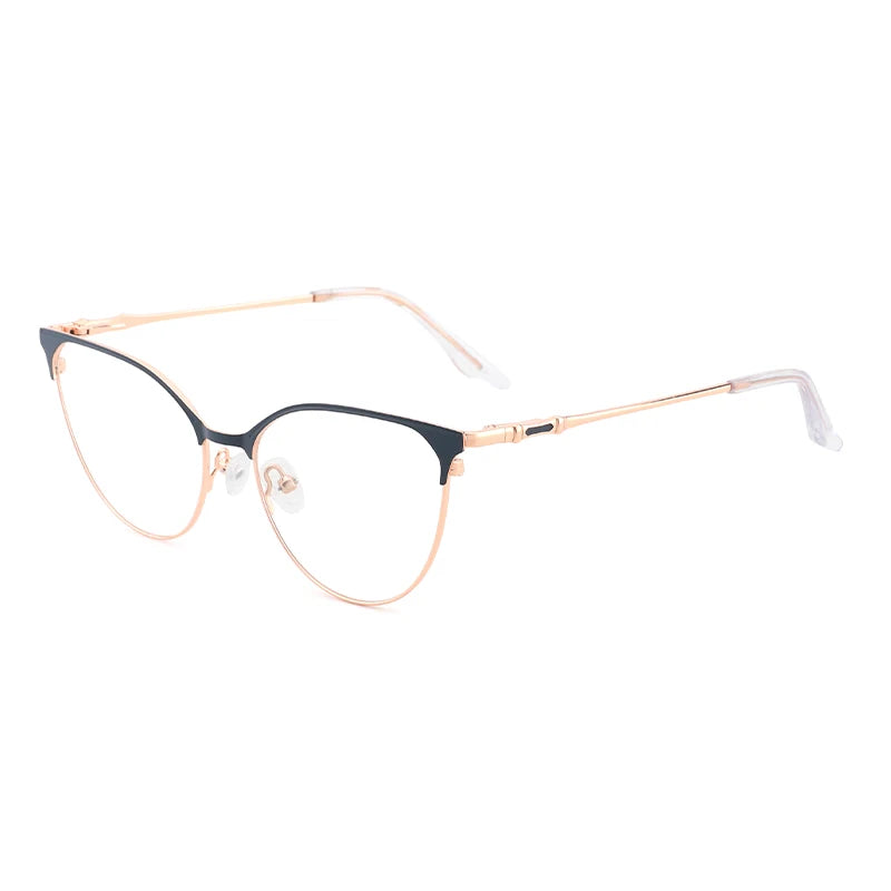 YC OPTICAL  2024 High End Fashion Ladies Cat Eye Glasses Frames CE Certification Private Label Metal Eyewear for Womens