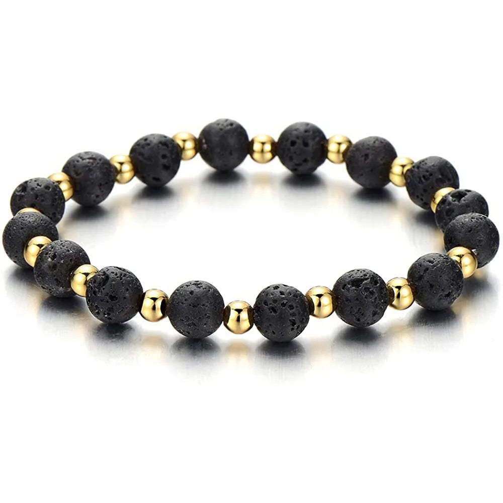 8mm Volcanic Stone 4mm Copper Beads Spacer LAVA Bracelet Essential Oil Diffuser Yoga Bracelet