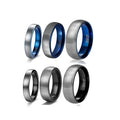 POYA Blue Tungsten Ring Domed Silver Brushed Finished 4mm 6mm 8mm Black Simple Wedding Band for Men