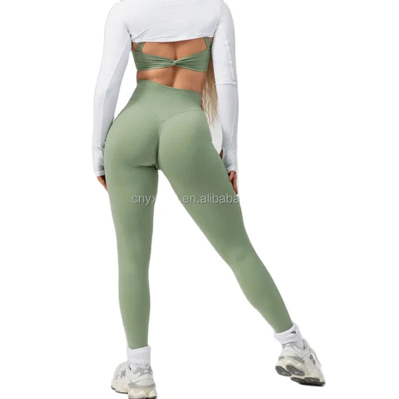 2026 Top Selling Gym Yoga Leggings V Shapet Tight Legging High Waist Butt Lift Workout Running Yoga Pants Leggings