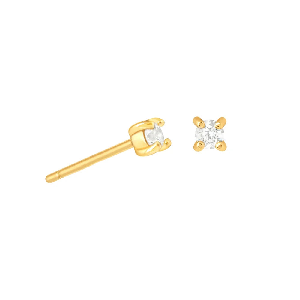 Simple S925 Silver Four-claw Zircon Earrings Mini Color Diamond Month Birthday Stone New Couple Earrings