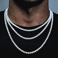 Men's Women's Moissanite Jewelry 3mm-5mm Necklace VVS 925 Sterling Silver Tennis Chains with Gold Plating Claw Setting for Gifts