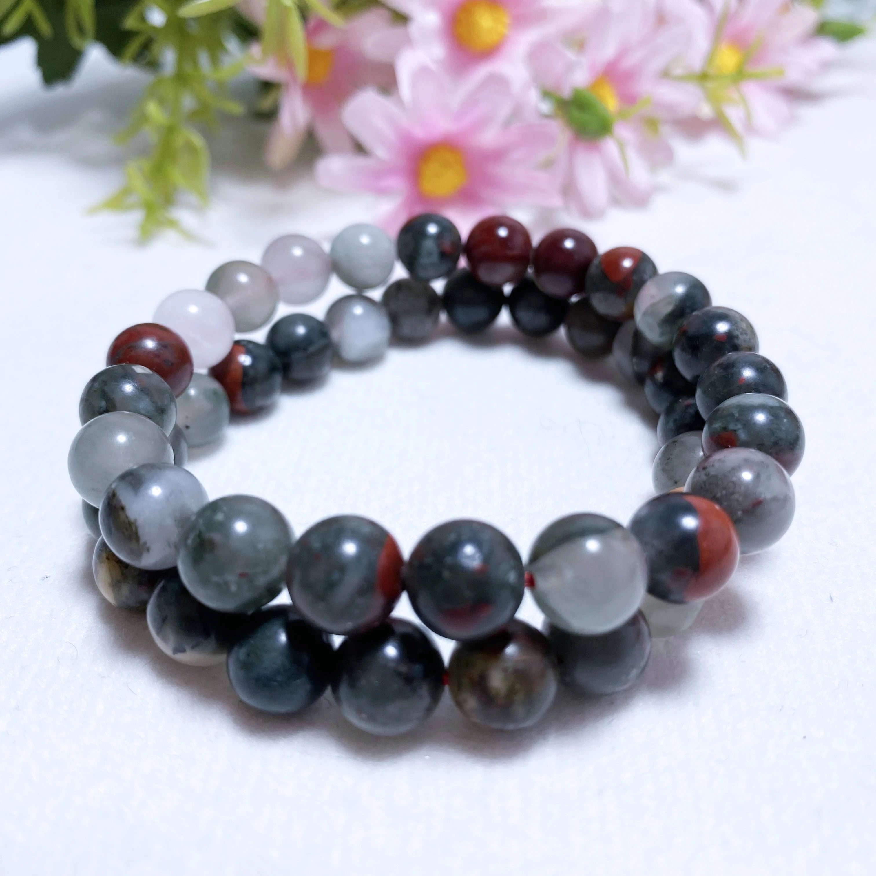 Precious Real Lucky Healing Natural 8mm Blood Stone Crystal Stretch Stone Bead Bracelets for Women and Men