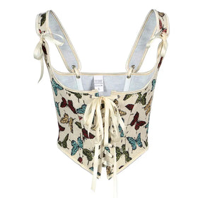 New Arrival Short Corset Short Crop Top Butterfly Print Shaping Tank Tops Waist Trainer Tummy Control Shaper Side Zipper Bodice