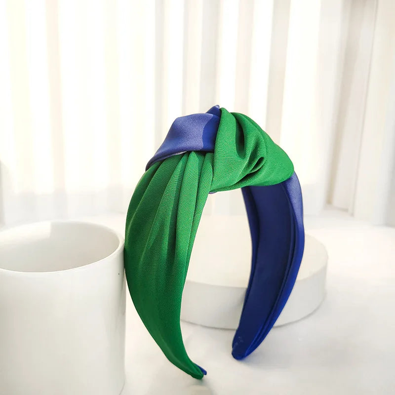 IVANHOE Wholesale 2024 Fashion Girls Korean Knot Ribbon Satin Headwear Hairclip Wide Edge Knot Headband