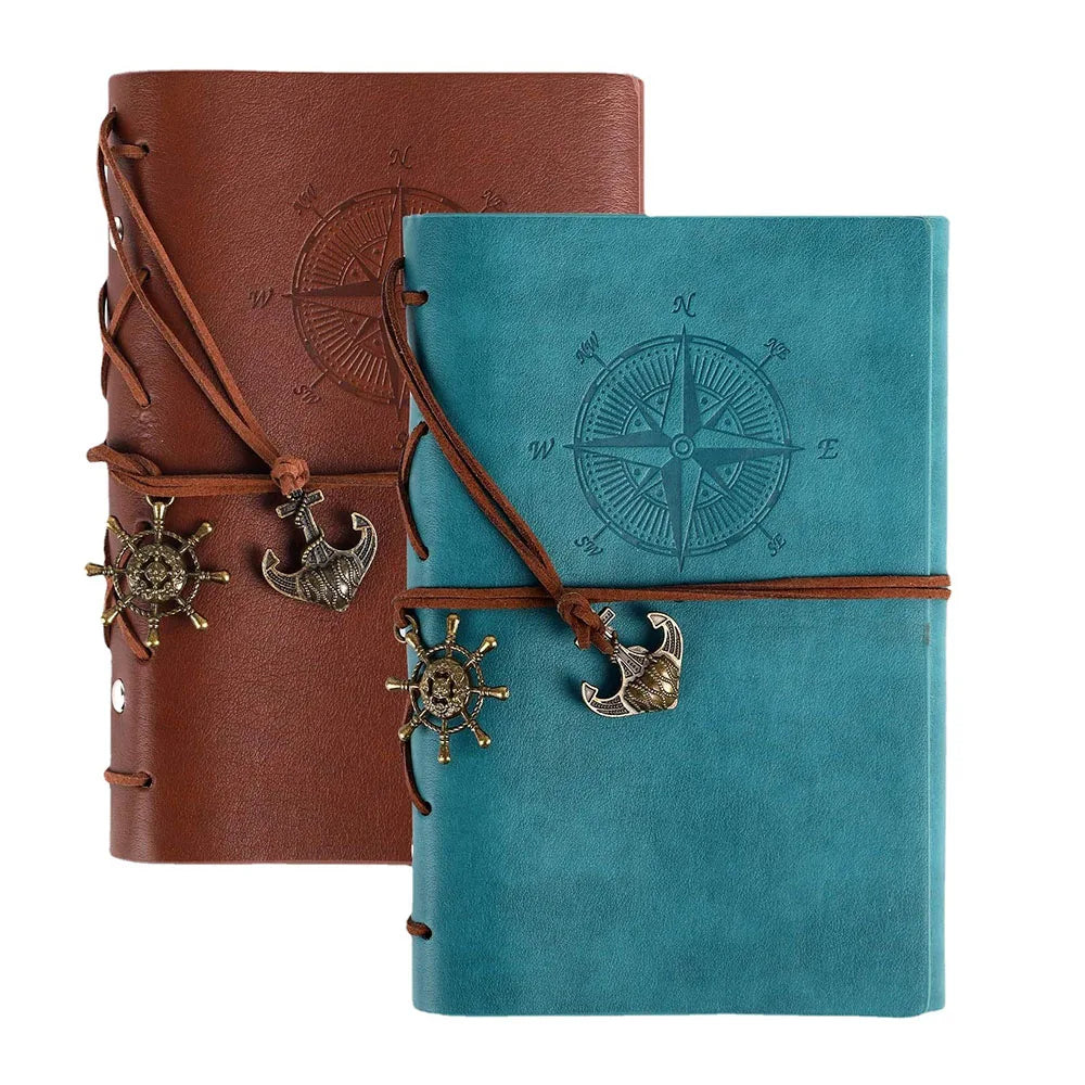 Meihui Art A6 Unlined Travel Journals Leather Classic Spiral Bound Writing Refillable Diary Journal Notebook
