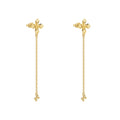 Original Design 18K Gold Plated Brass Jewelry Piercing Flower Shape Stud Long Chain Tassel Drop for Women Gift Earrings E221481