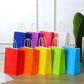 In Stock Take Away Food Packaging Kraft Paper Bags With Twisted Handles Wedding Birthday Party Favor Colored Paper Bags
