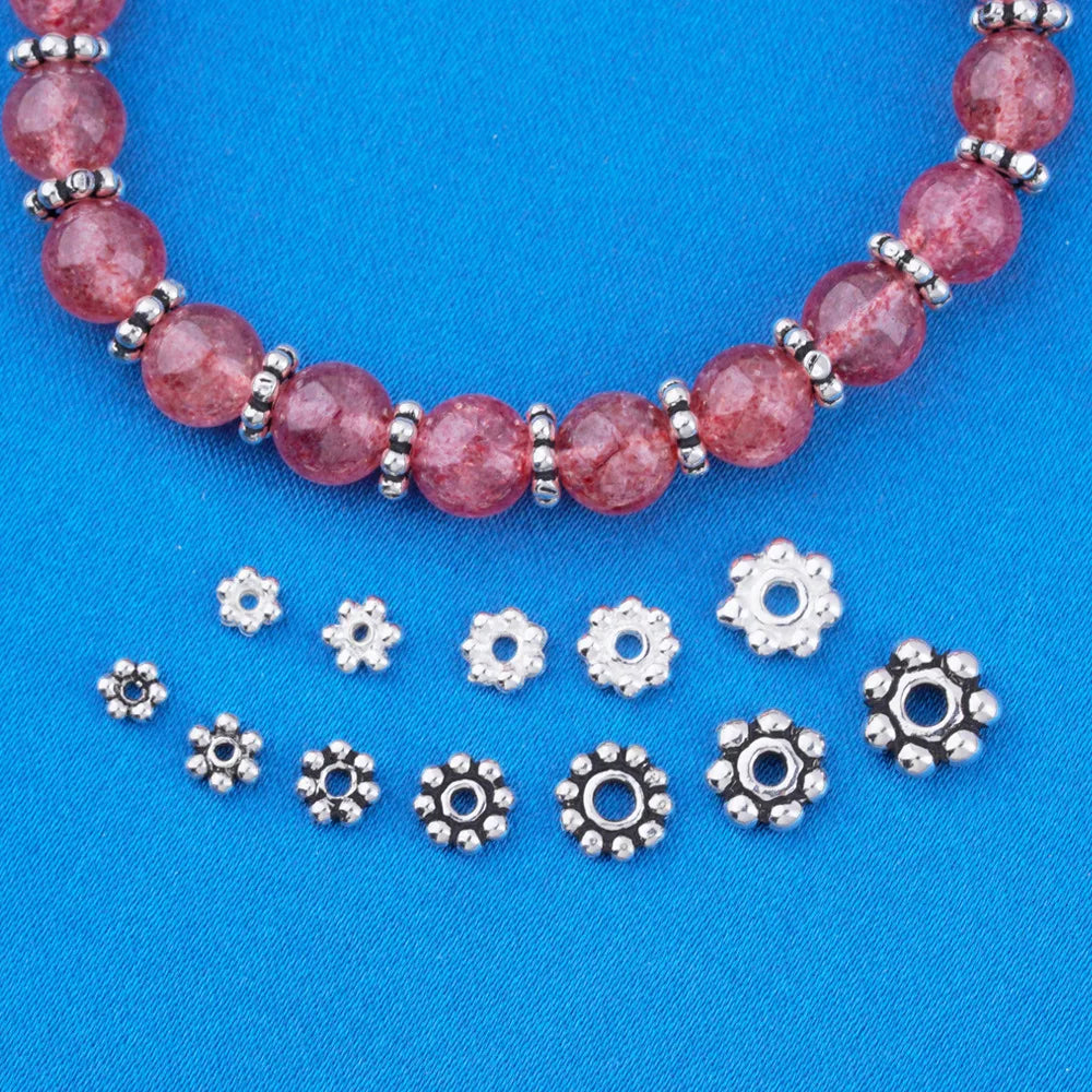 DIY Original Color S925 Spacer Beads Jewelry Making Metal Beads Vintage Sterling Silver 925 Charm Beads Suitable for Bracelet