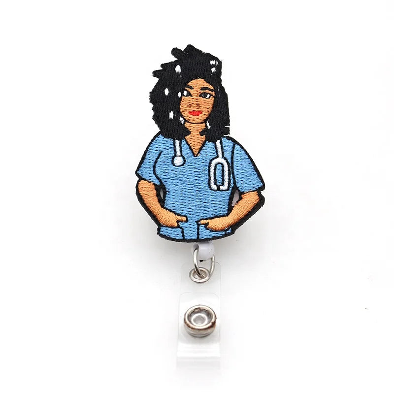 Scrub Life Black Girl Nurse Accessories Retractable Felt Badge Reel Stylish Nurse Gift Badge Holder