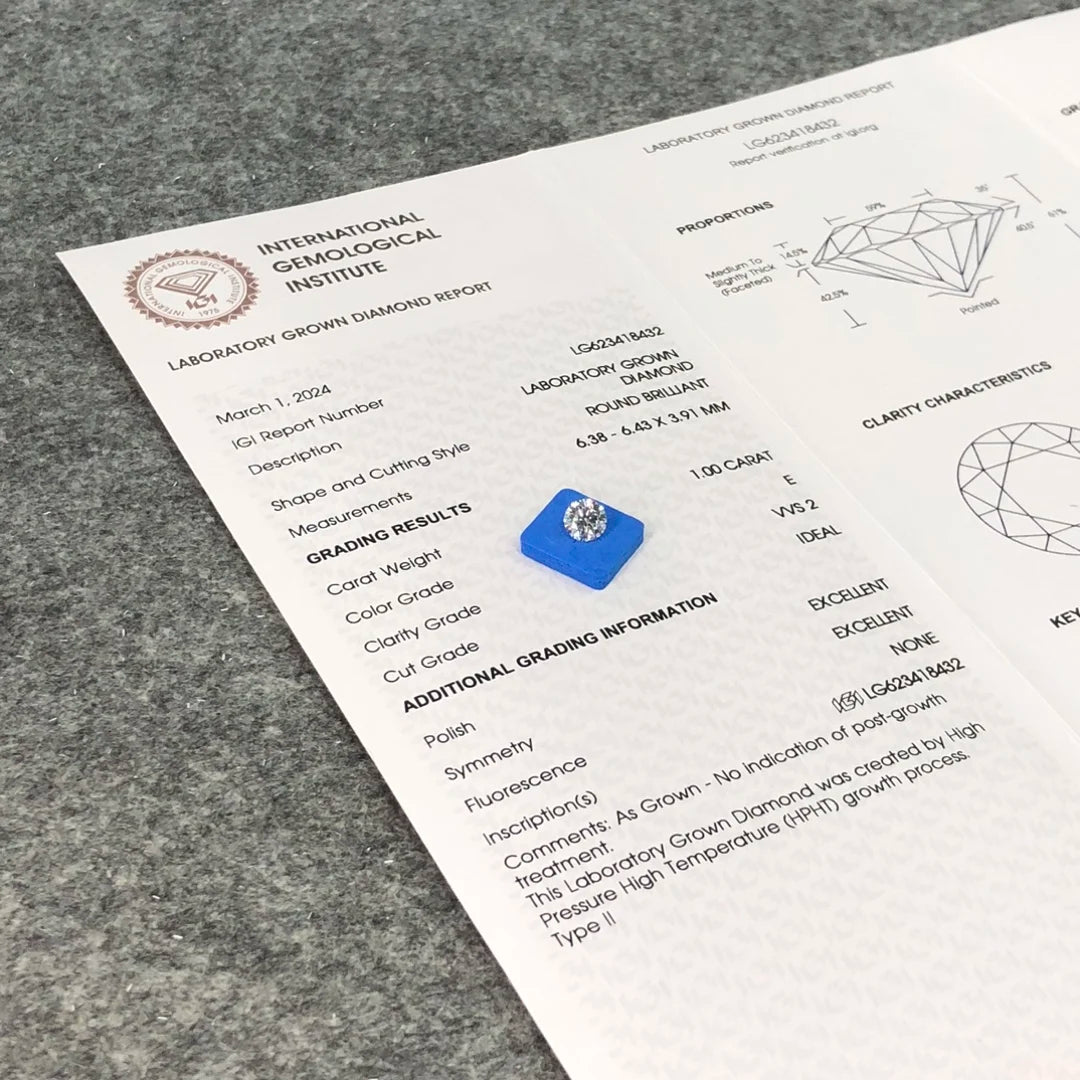 Custom Jewelry IGI Certificate Diamond HPHT CVD D/E/G Round Shape 1CT Lab Grown Diamond