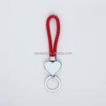 Custom Keychain Double Sides Printed Heart Blank Photo Sublimation Metal PU Strap Name Keychain