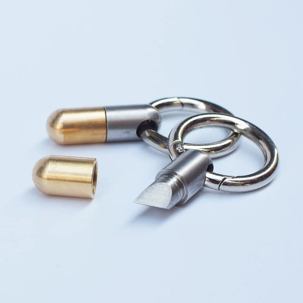 Stainless Steel Multi-function EDC Portable Tinying Mini Tool Key Ring Pendant Cutting Tool Capsule Knife