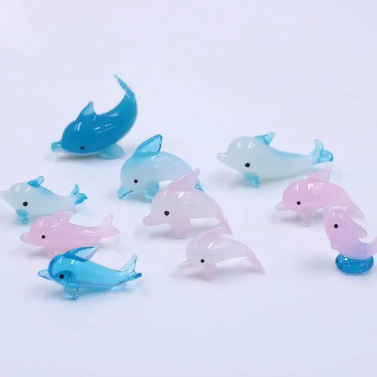 Mixed Design Miniature Small Murano Glass Dolphin Figurine