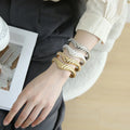 Trendy 18K Gold Plated Alloy Women's Open Cuff Bracelet with Irregular Pleats for Party Wear MM B34